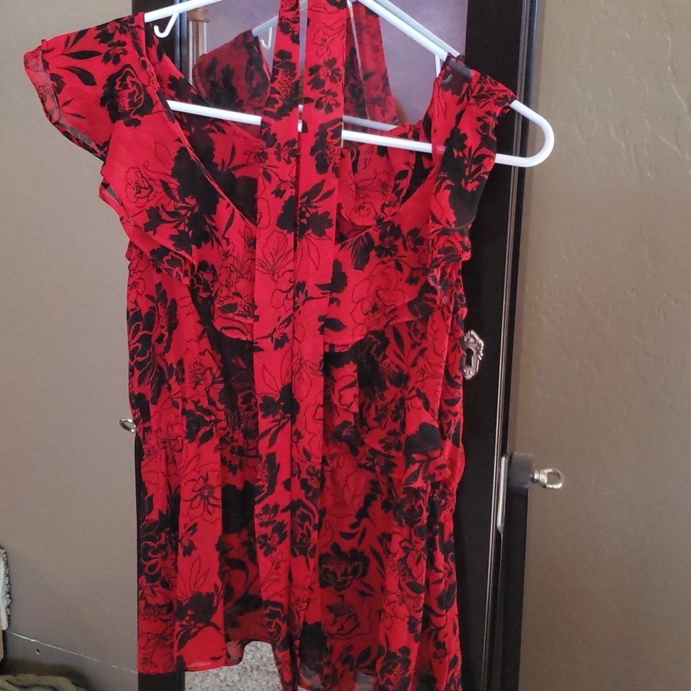 Express red and black blouse